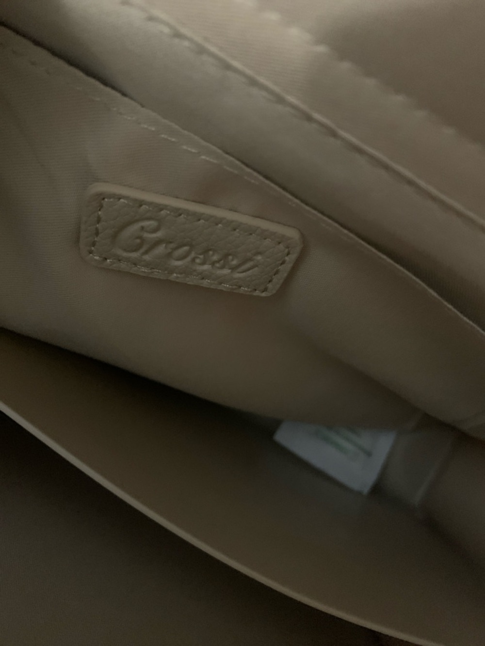 Cream and Black Trim Satchel with Braided Handles and Tassel Charm - Picture 6 of 7